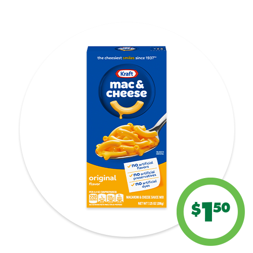 $1.50 Kraft® Macaroni & Cheese Box, 7.25-oz.