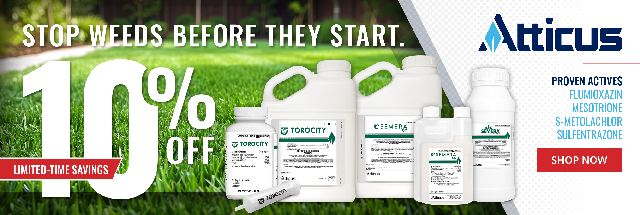 Atticus Pre-Emergents 10% Off Select Atticus Herbicides - Shop Now