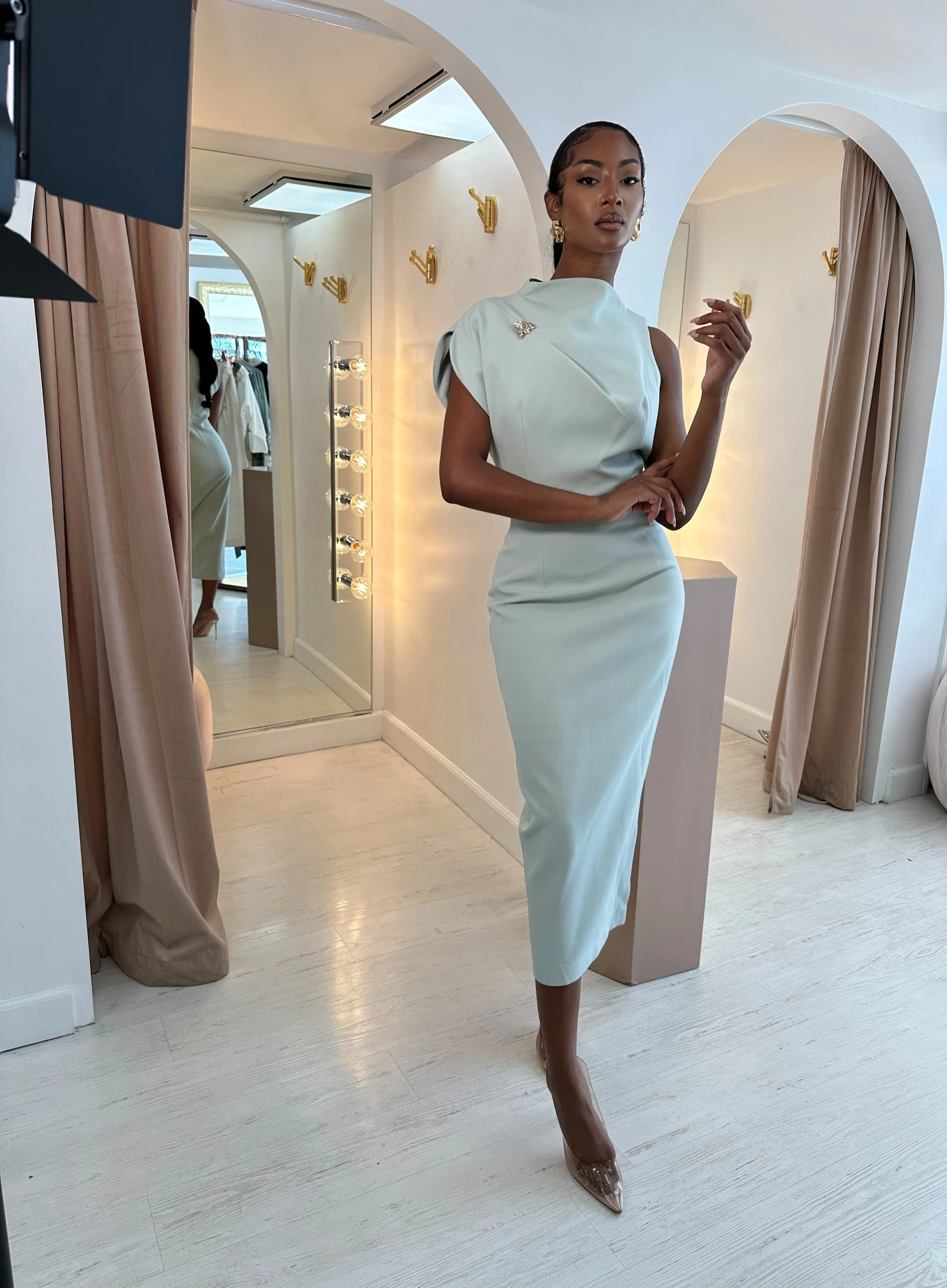 Abby crepe dress in green