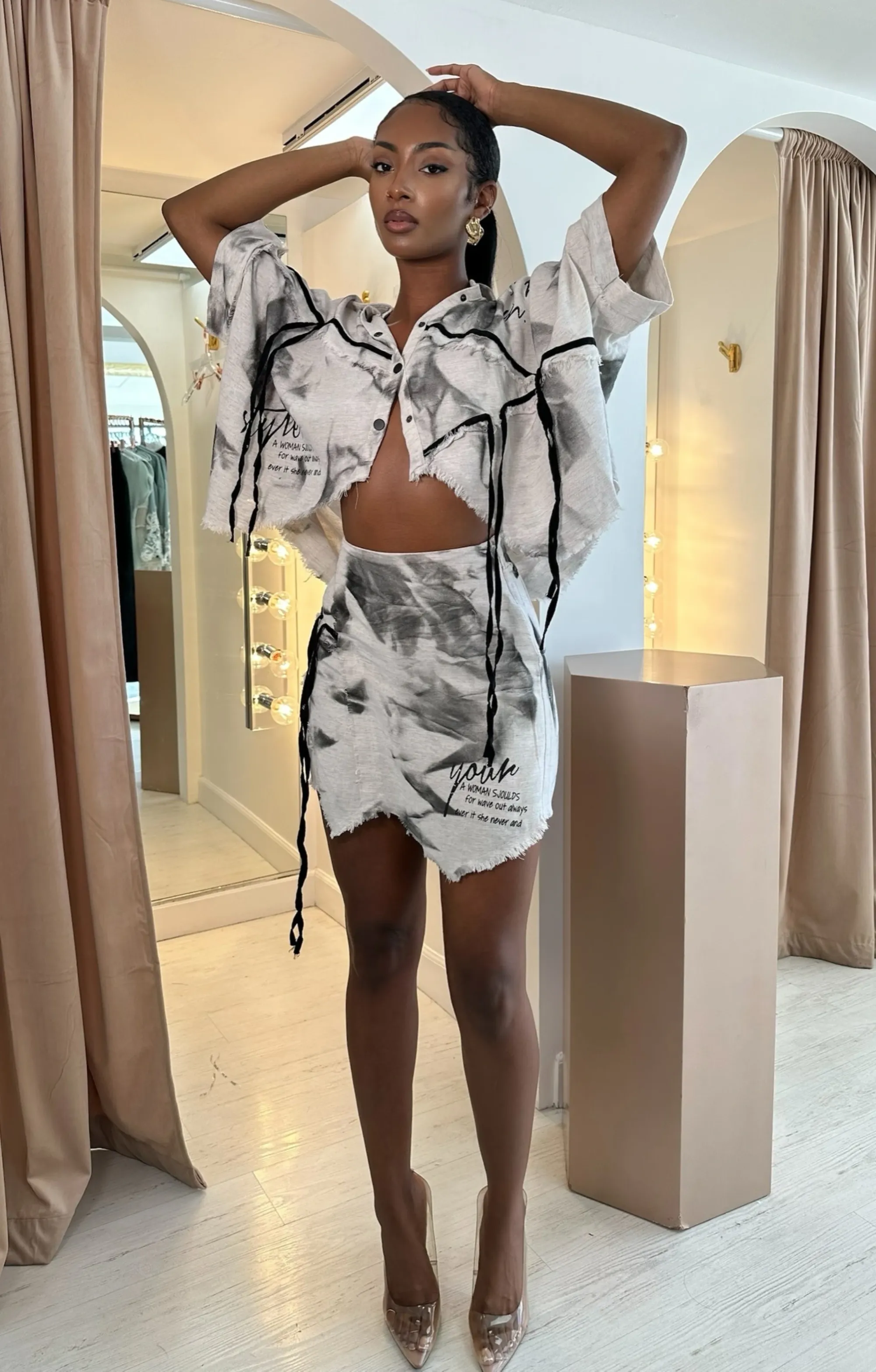 Andrea skort & buttoned up shirt set