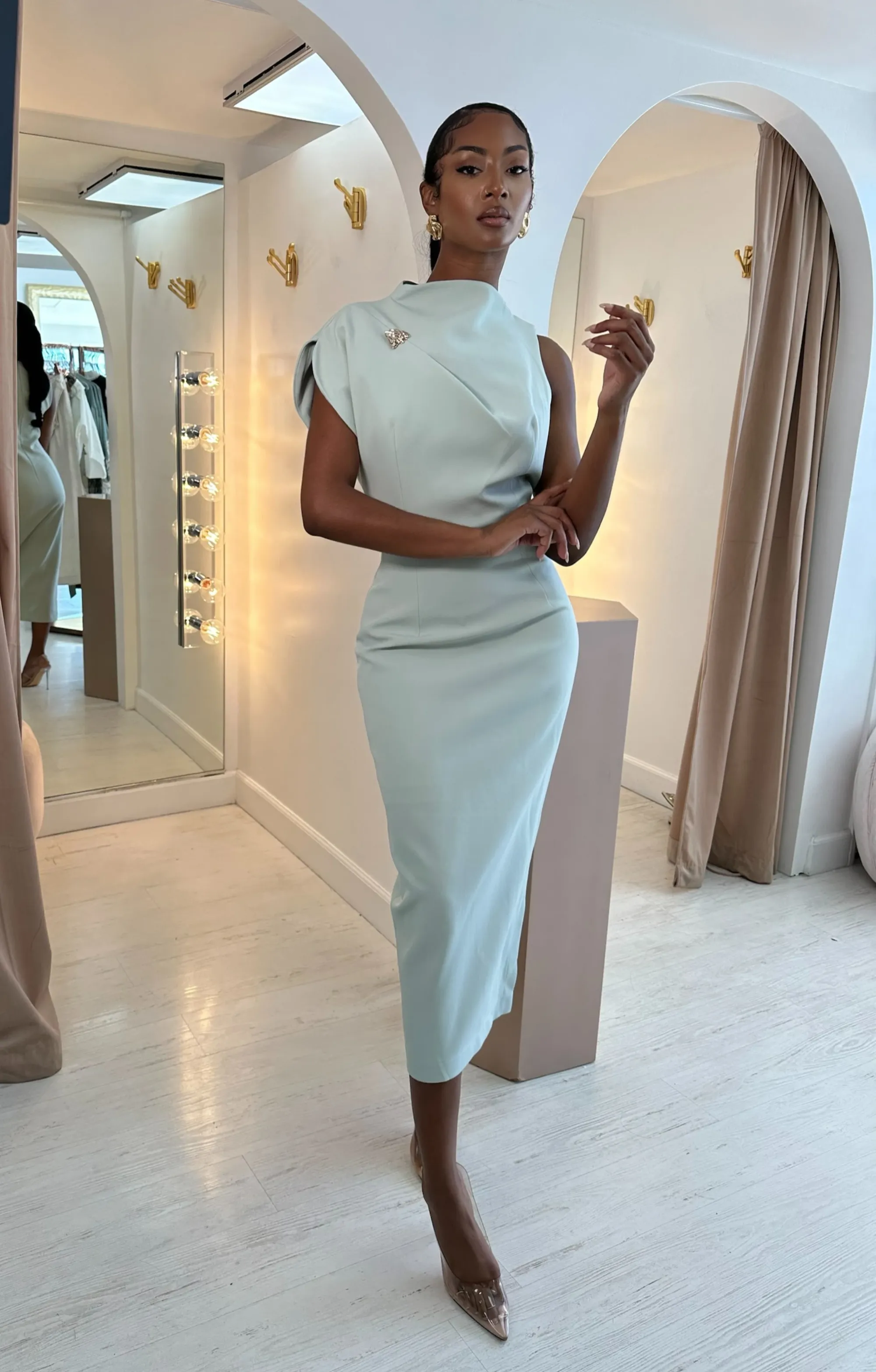 Abby crepe dress in green