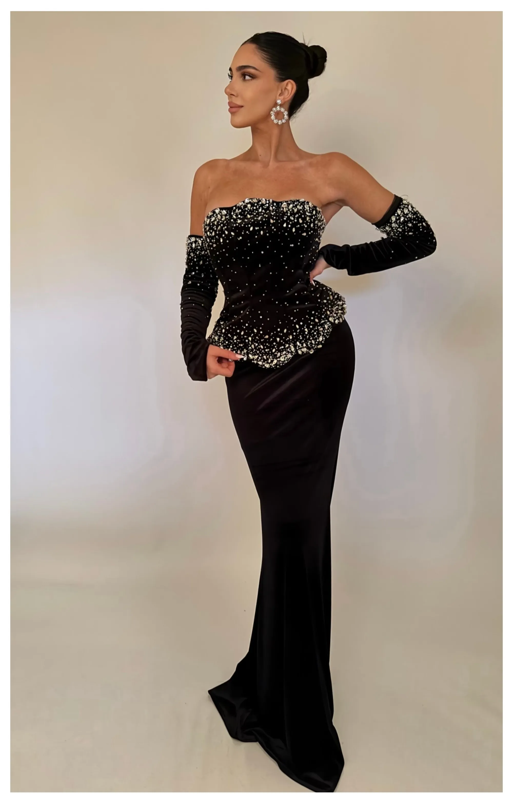 Sky velour corset gown