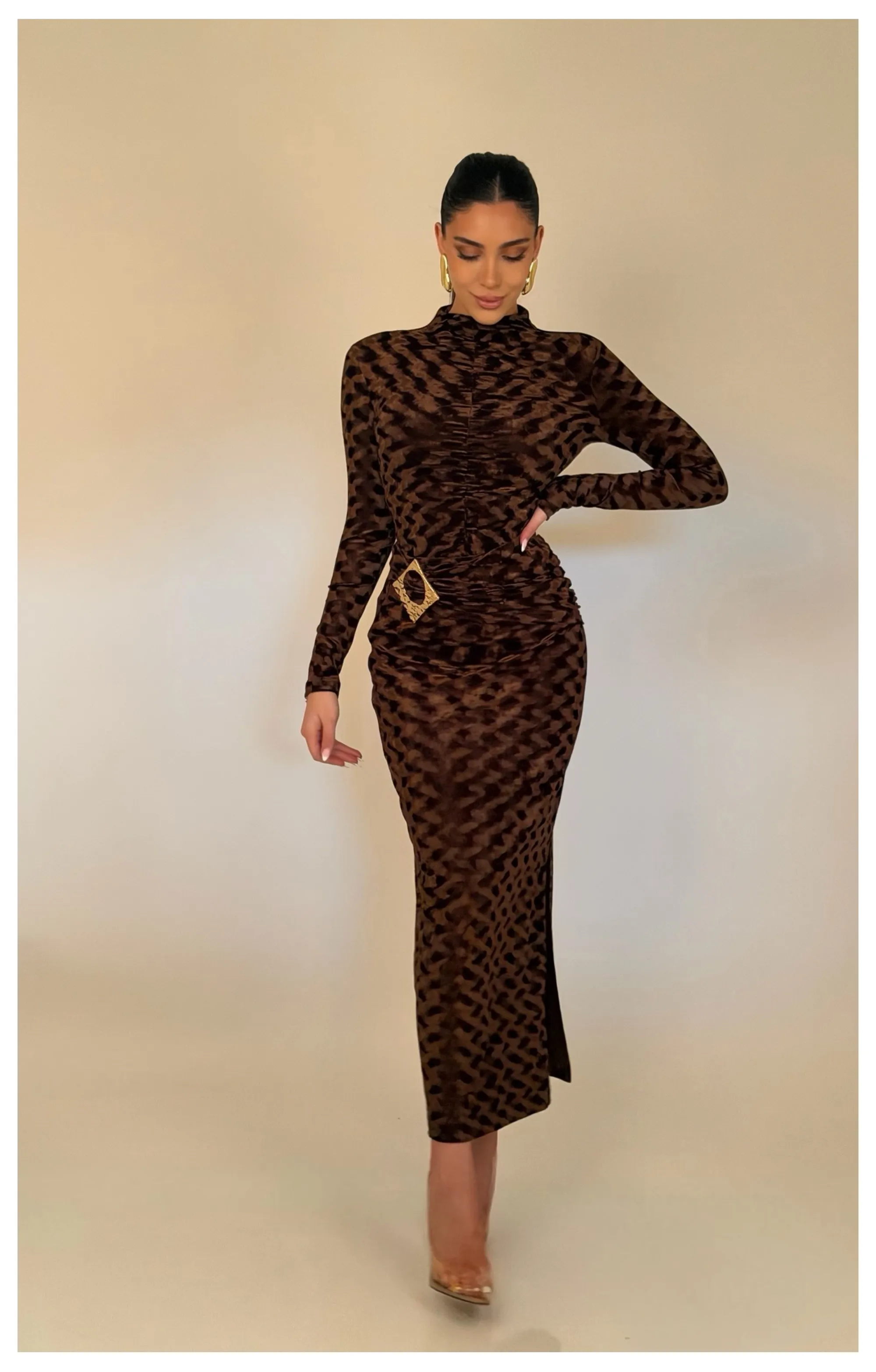 Safari velvet top and skirt set