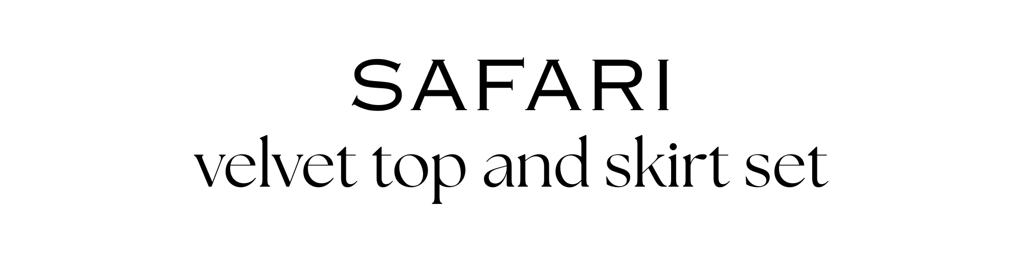Safari velvet top and skirt set