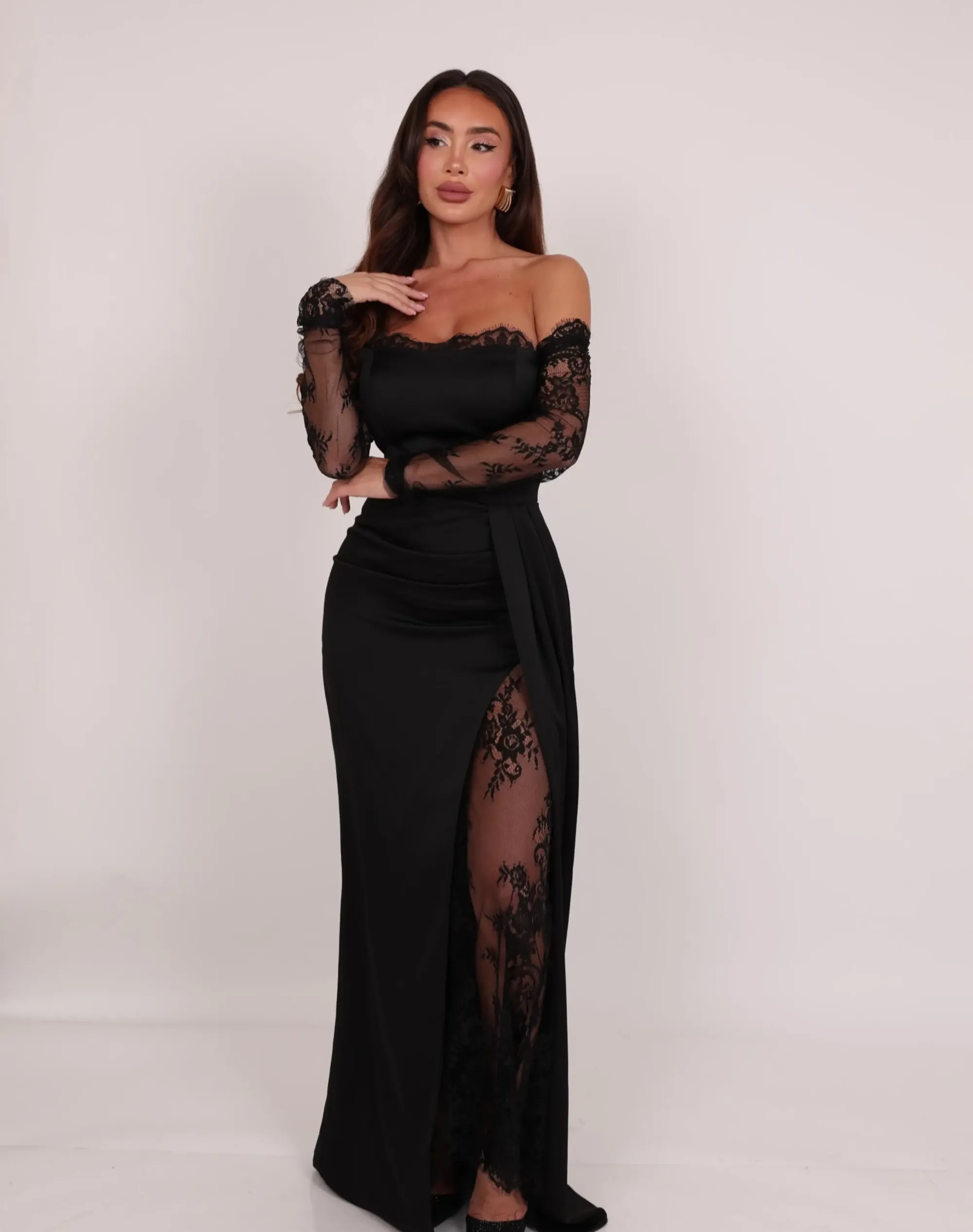 Solene lace detailed gown