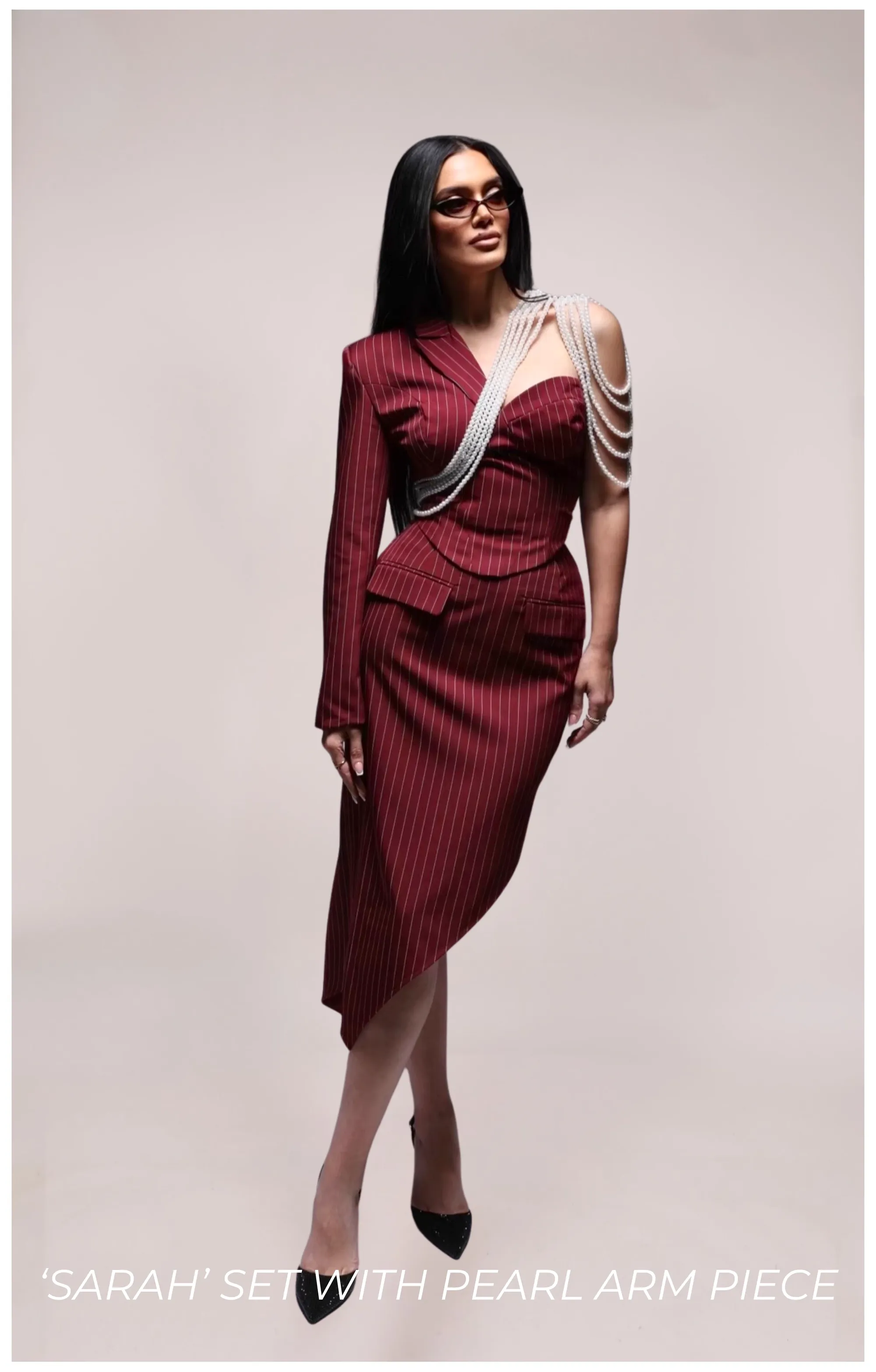 Sarah cropped corset x skirt x pearl arm piece set