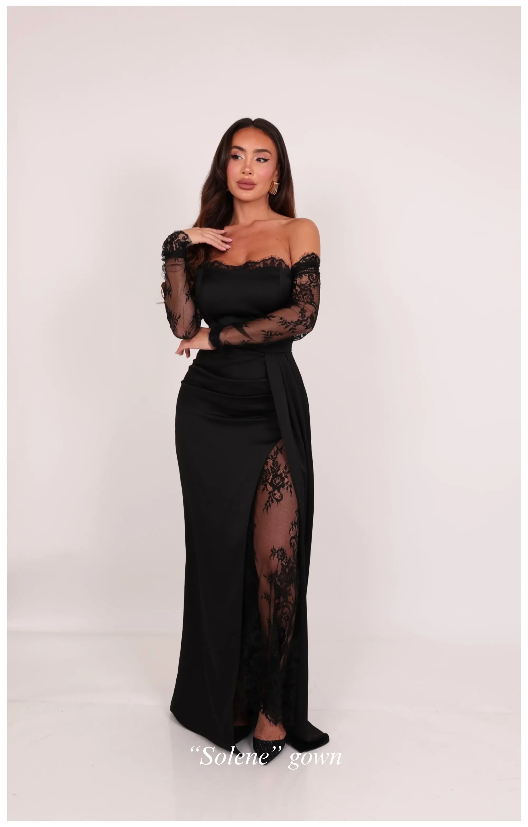 Solene lace detailed gown