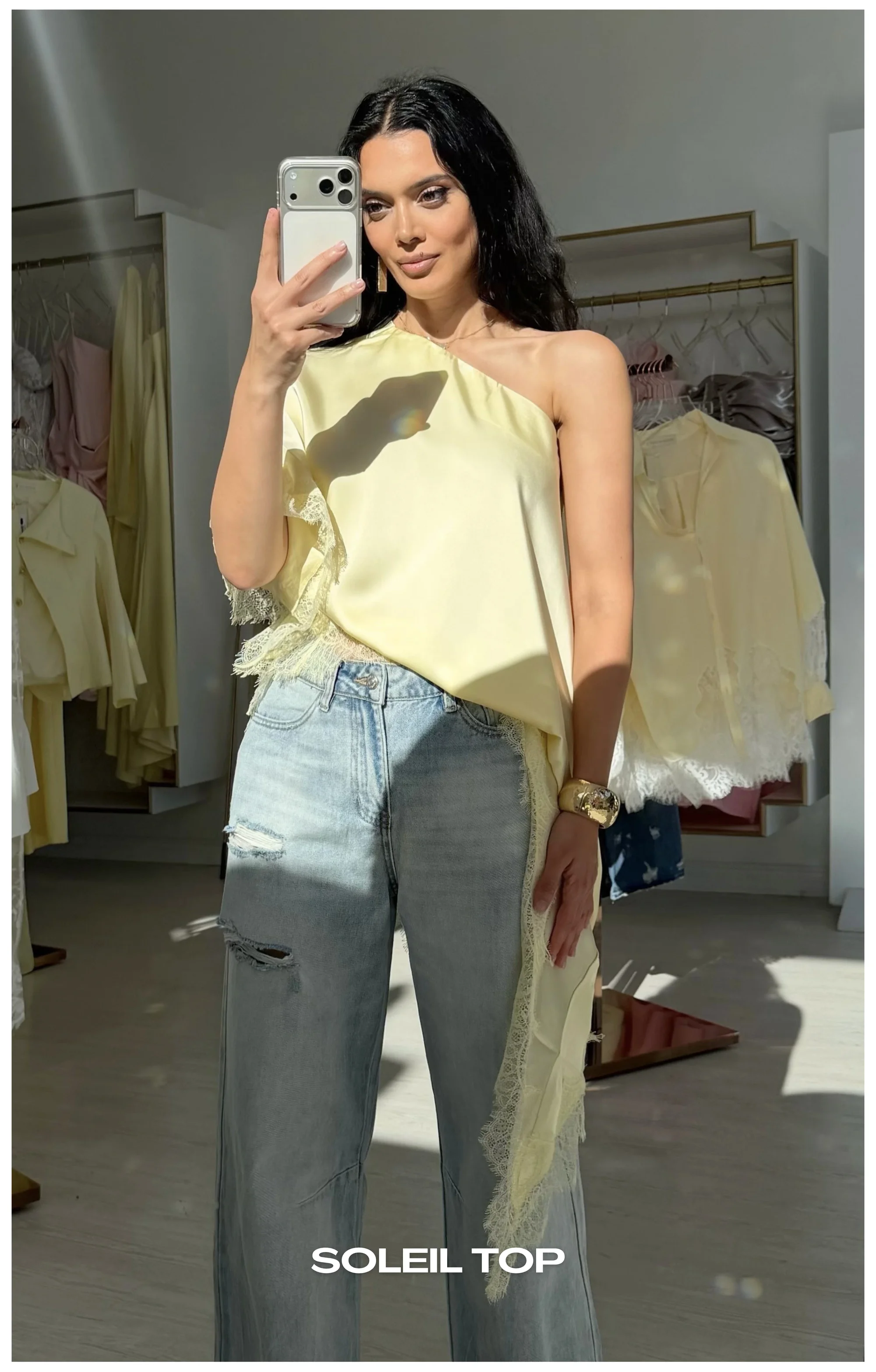 Soleil asymmetrical lace top