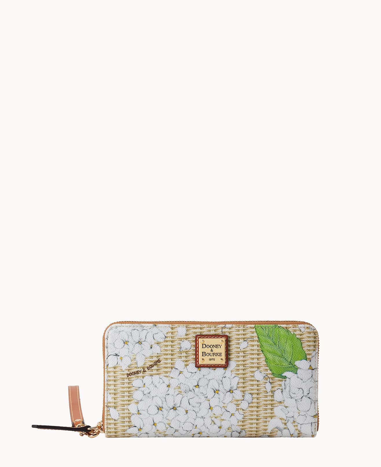 Hydrangea Basketweave Large Zip Around Wristlet