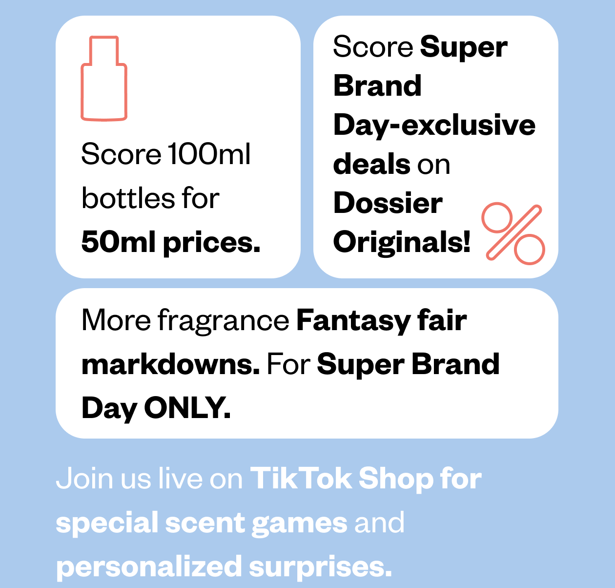 Score 100ml bottles for 50ml prices & super brand-day exclusive deals on Dossier Originals
