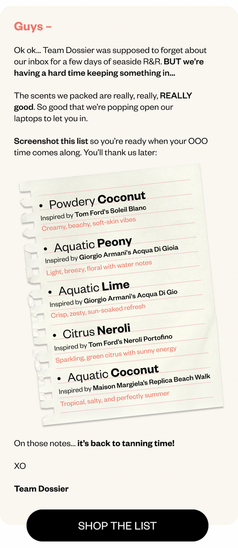 we were supposed to forget about our inbox for a few days but we need to get you in on what we packed. Screenshot this list for your OOO time. 
