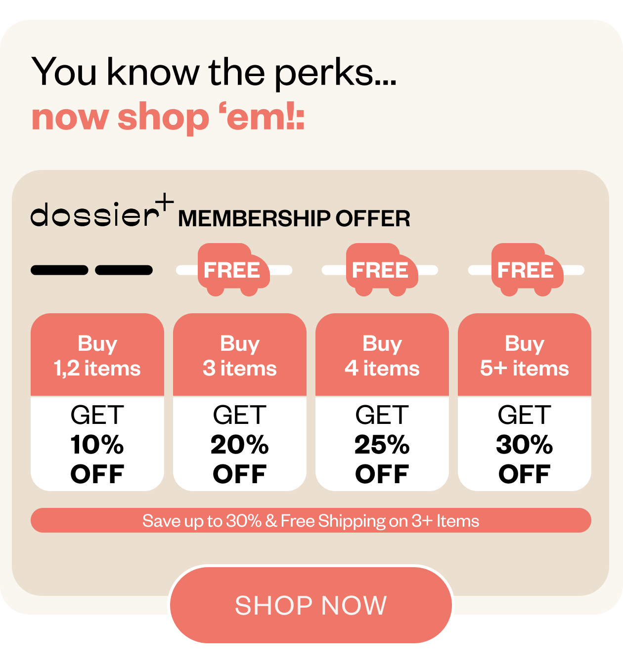 Dossier+ Membership perks