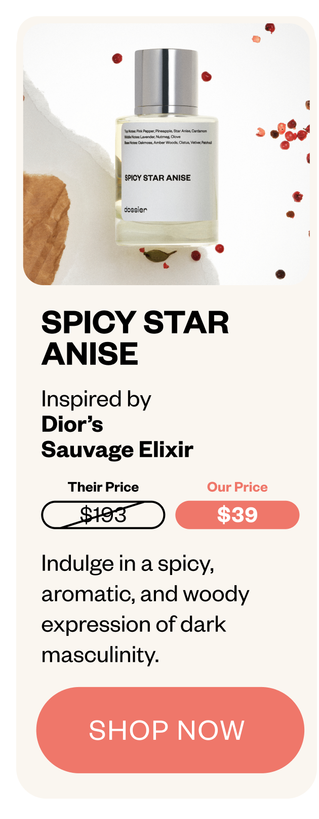 Spicy Star Anise - Inspired by Sauvage Elixir