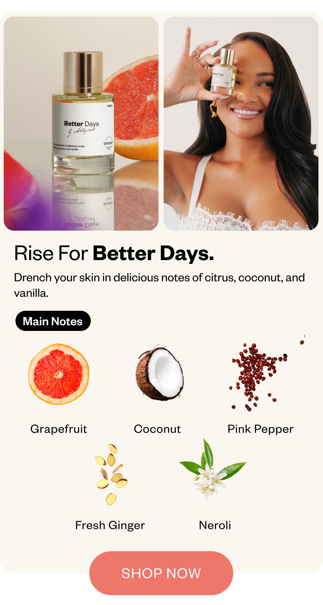 Drench your skin in delicious notes of citrus, coconut and vanilla