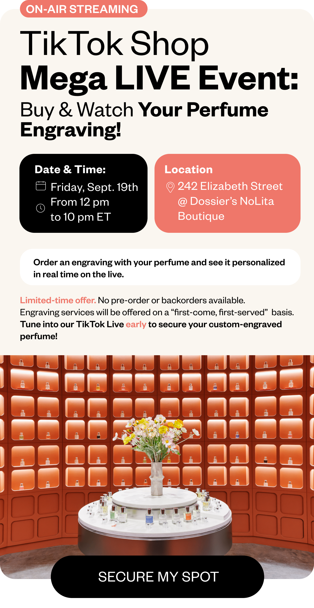 TikTok Shop: Mega Live Event: Buy & Watch Your Perfume Engraving