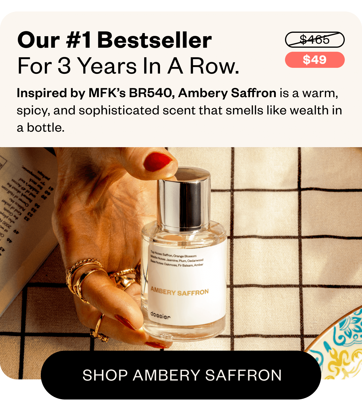 Ambery Saffron - Inspired by MFK's Baccarat Rouge 540. Our number 1 bestseller!