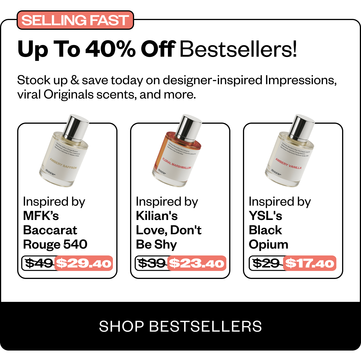 Selling fast - up to 40% off bestsellers