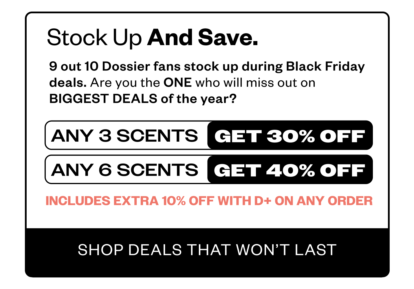 Any 3 scents - Get 30% Off & Any 6 Scents Get 40% Off