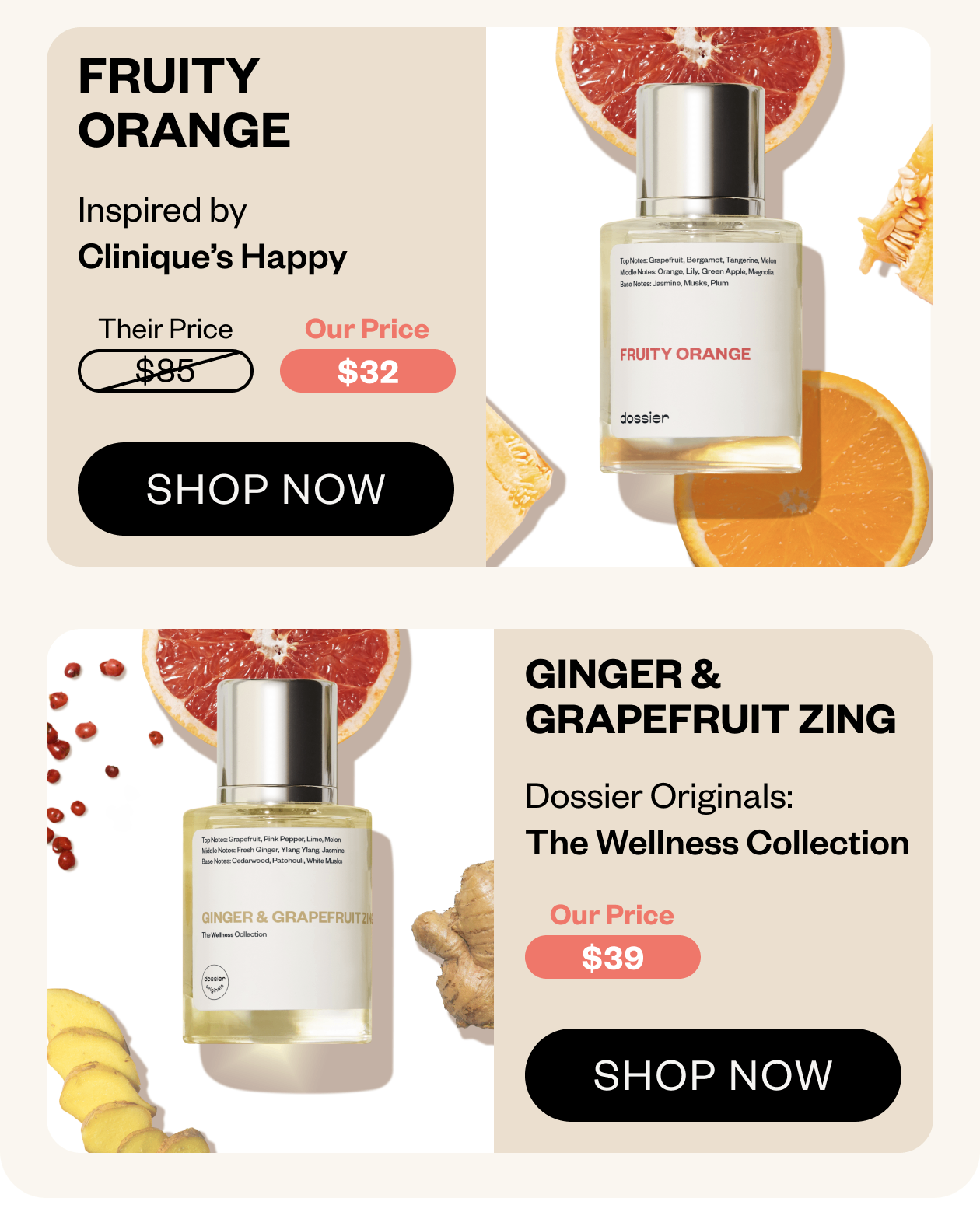 Try Fruity Orange or Ginger & Grapefruit Zing