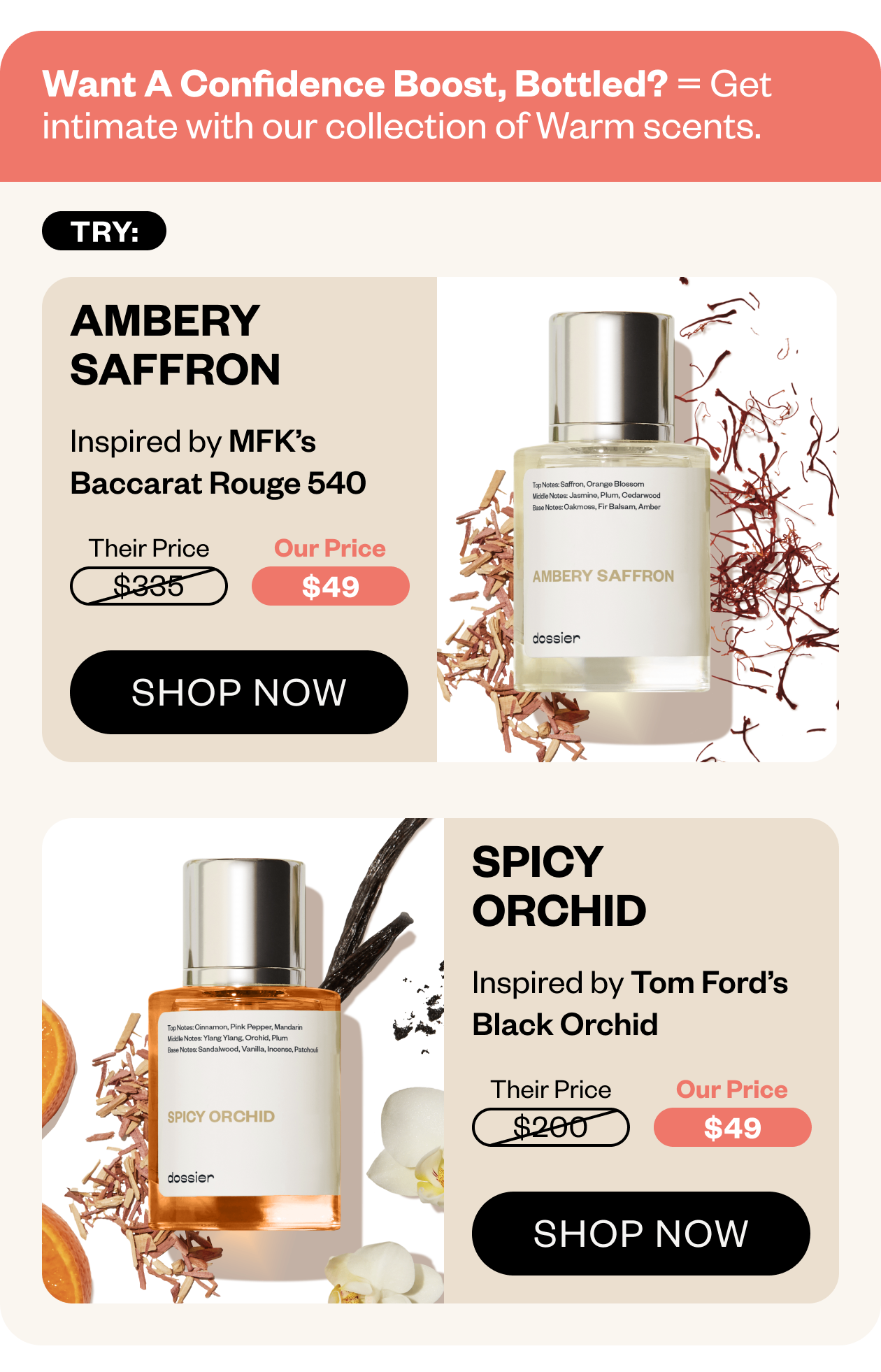 Want a confidence boost? Get intimate with our collection of warm scents