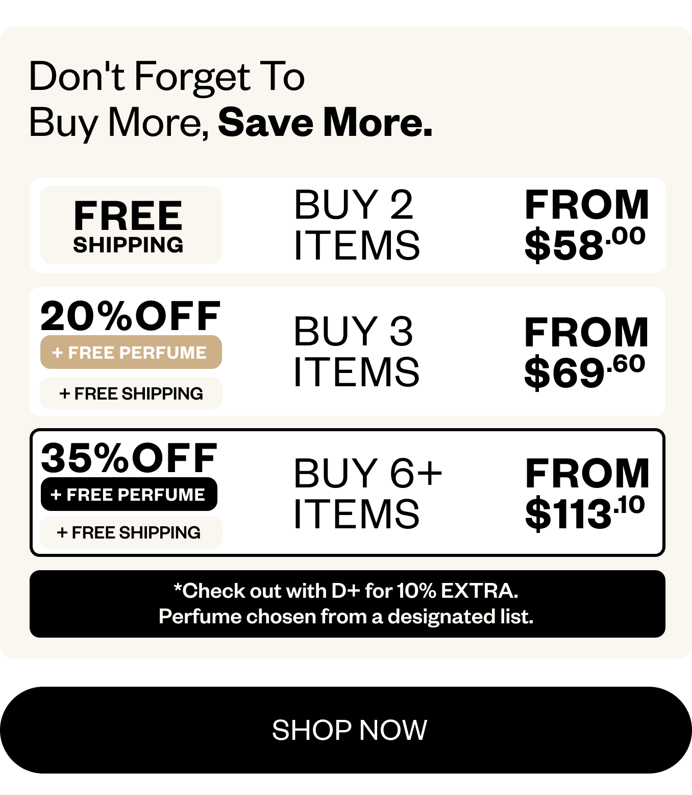 The more you buy, the more you save~ Shop Now
