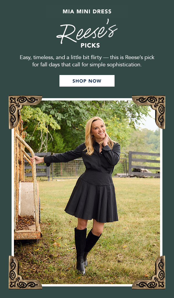 Easy, timeless, and a little bit flirty — this is Reese's pick for fall days that call for simple sophistication.
