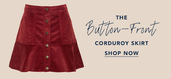 Button-Front Corduroy Skirt