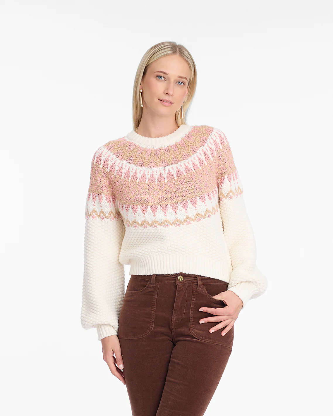 Image of Fairisle Sweater in Magnolia White Multi