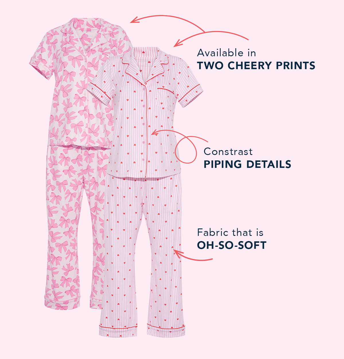 Our fan-favorite pajamas return in two Valentine-ready prints, just in time for the love season ahead.