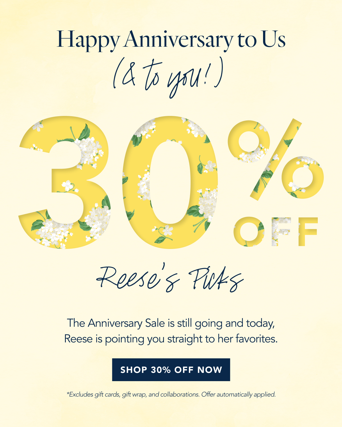 To celebrate, we are giving you 30% off sitewide because the best anniversaries are the ones you share.