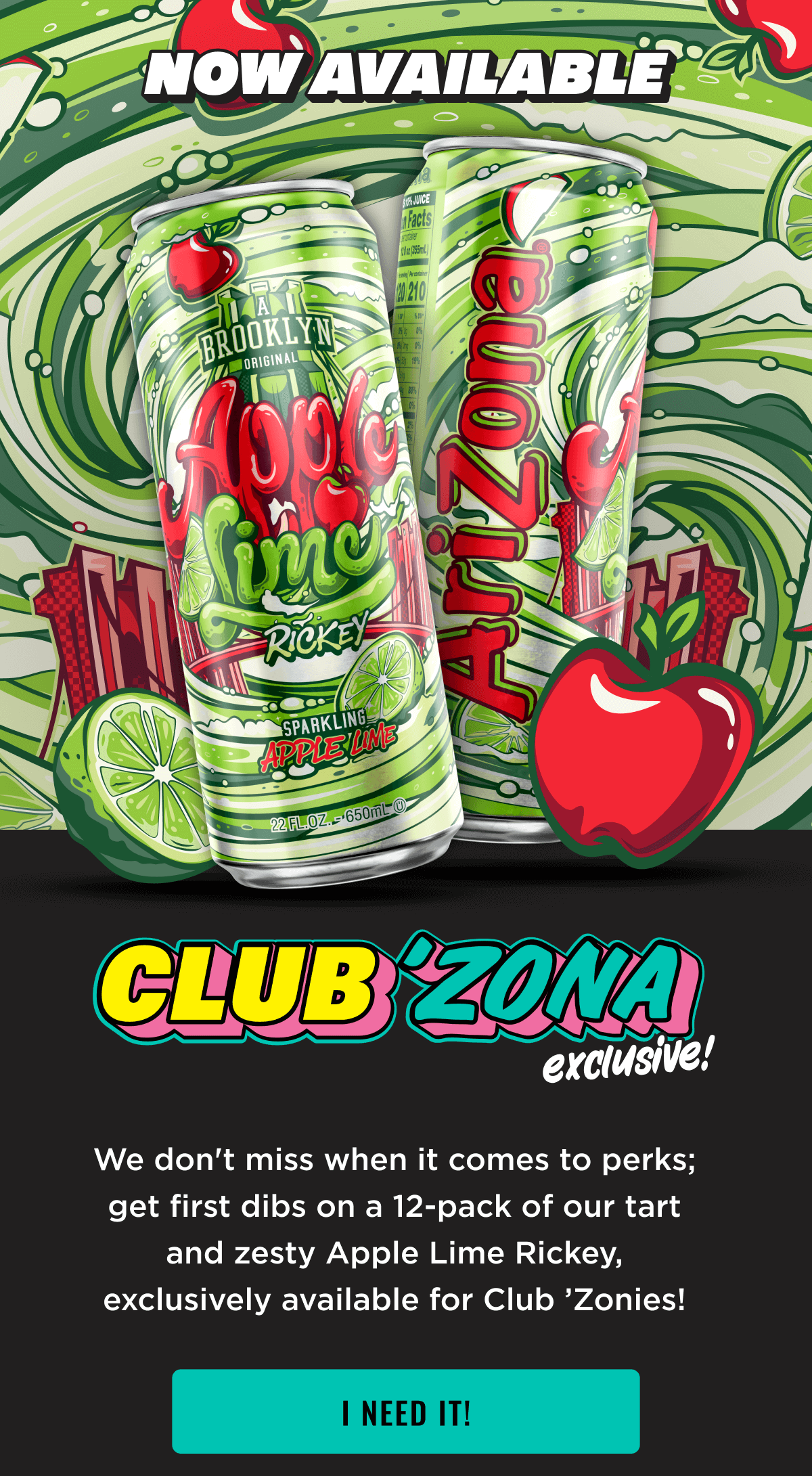 Now Available For Club 'Zona Members. Apple Lime Rickey. Join the club and shop now.