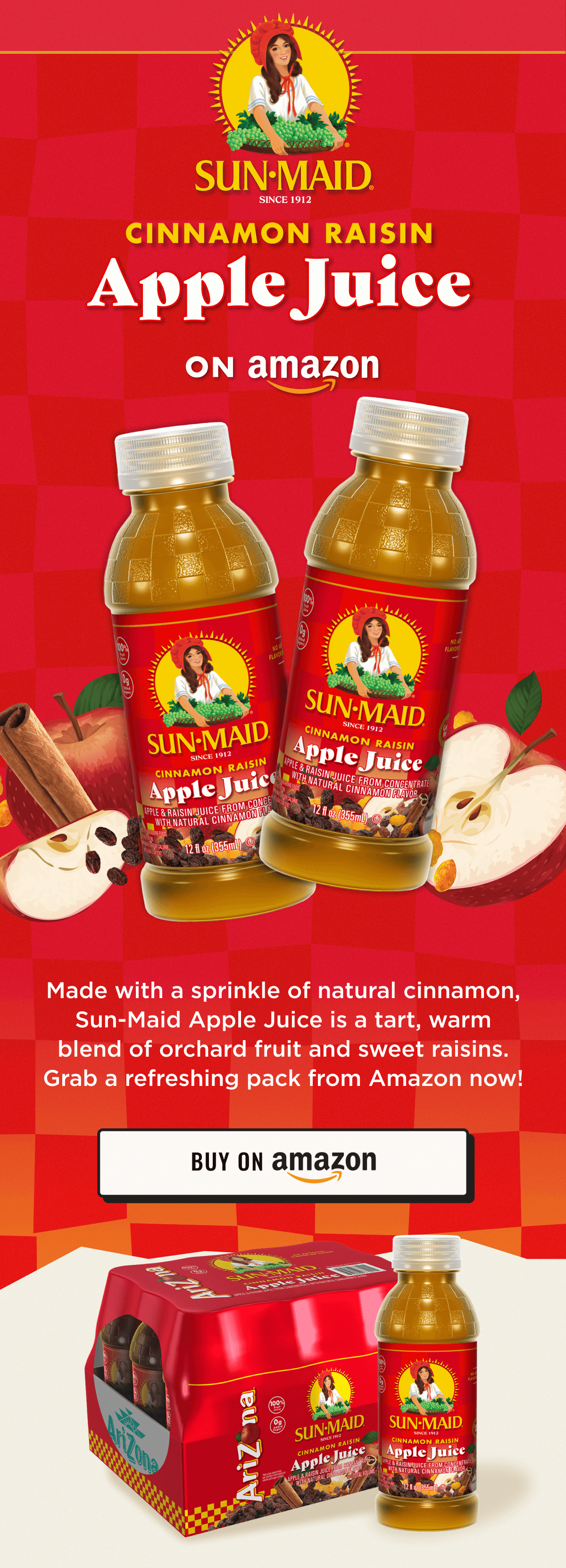 Sun Maid Cinnamon Raisin Apple Juice. Now available on Amazon. Shop now. 