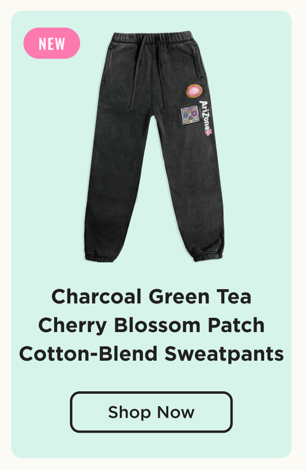 Charcoal Green Tea Cherry Blossom Patch Cotton-Blend Sweatpants
