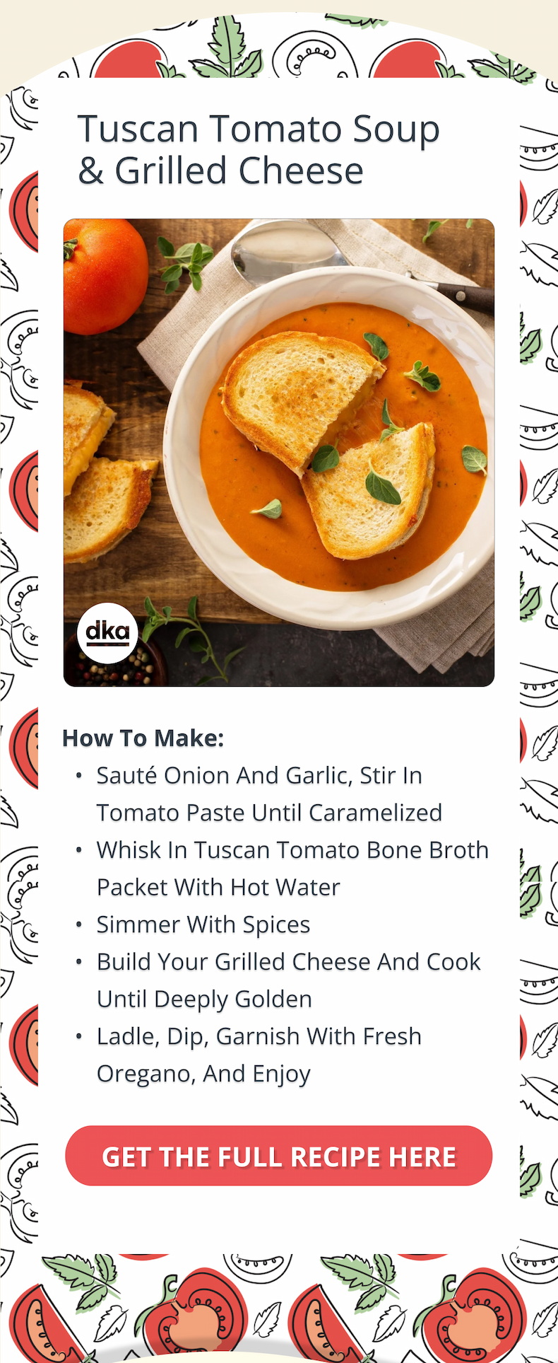 tuscan tomato soup & grilled cheese