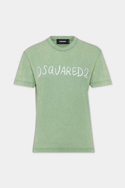 White Fade Just Right Fit Handwritten Logo T-Shirt