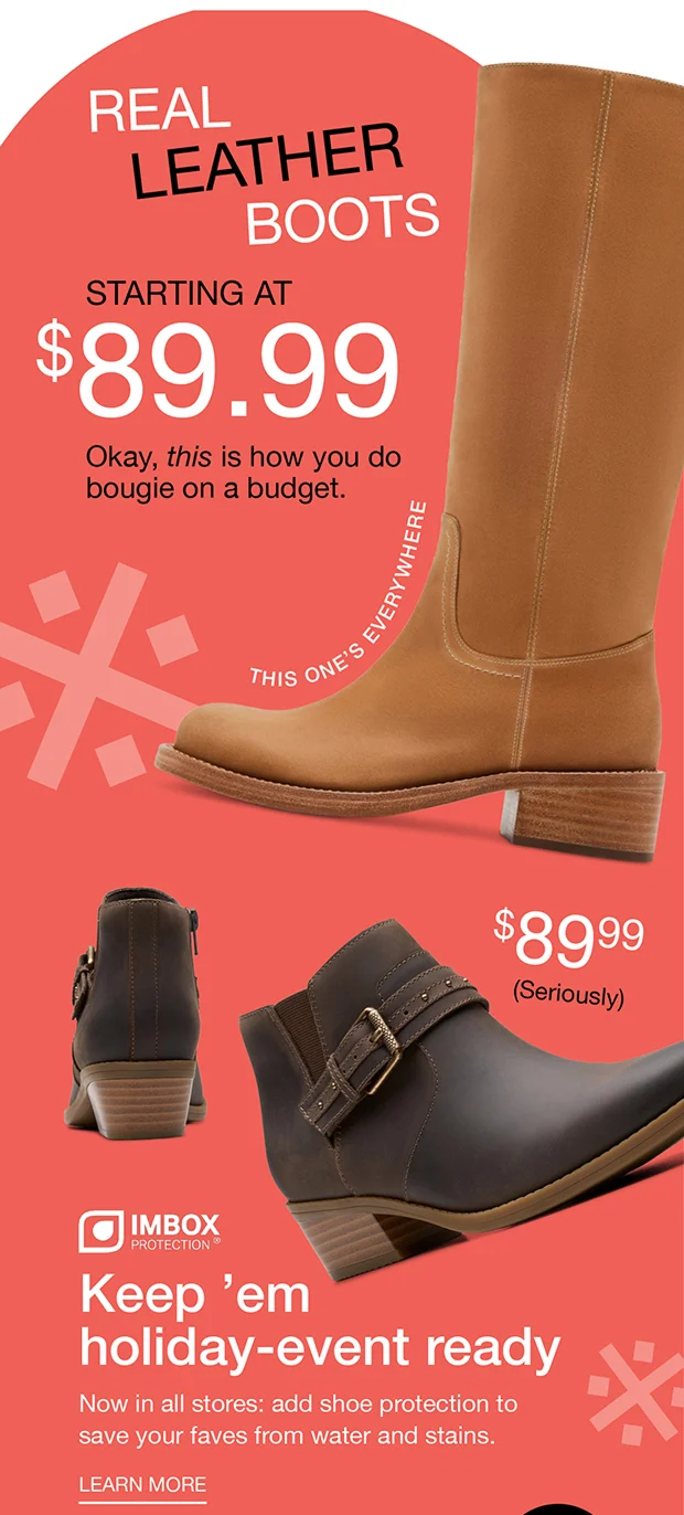 Real Leather Boots Starting at $89.99