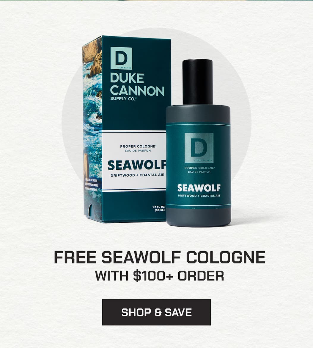 Free Seawolf Cologne with $100+ order.
