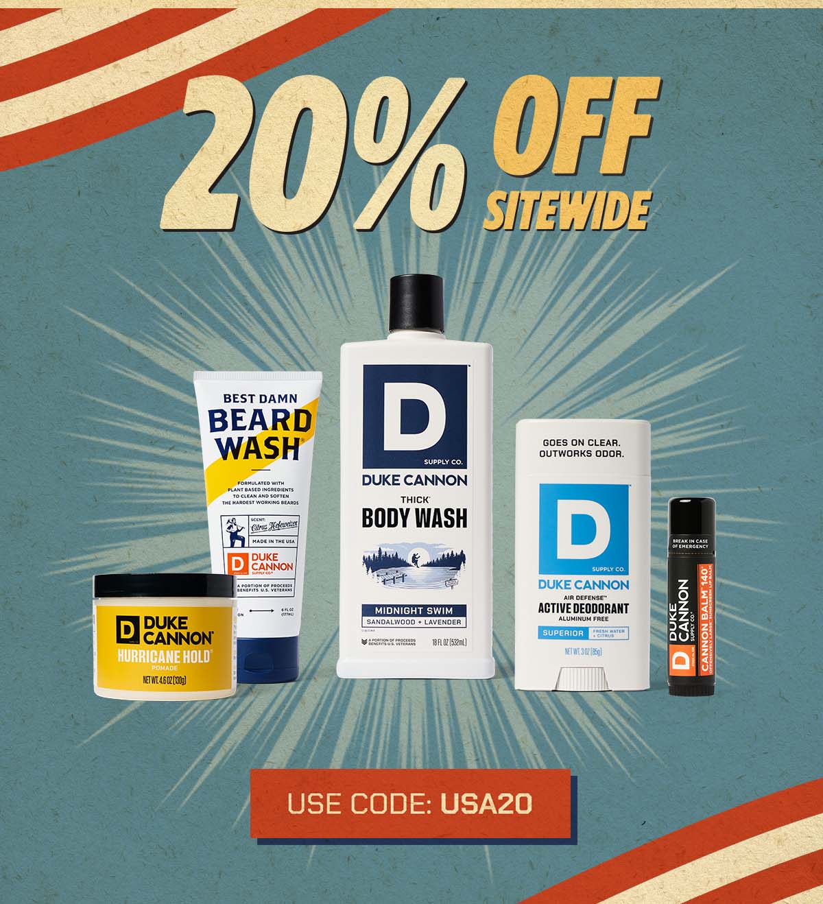 20% Off Sitewide. Use code: USA20