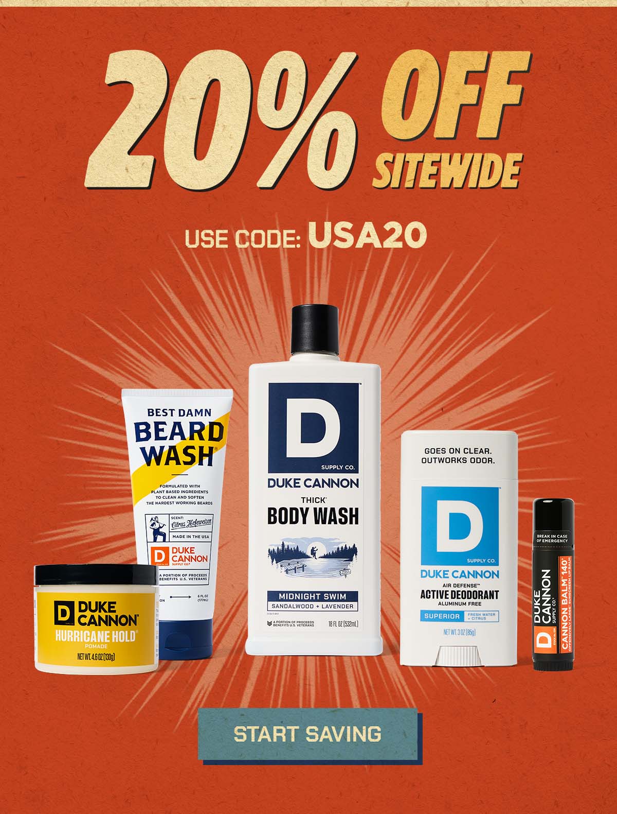 20% Off Sitewide. Use code: USA20