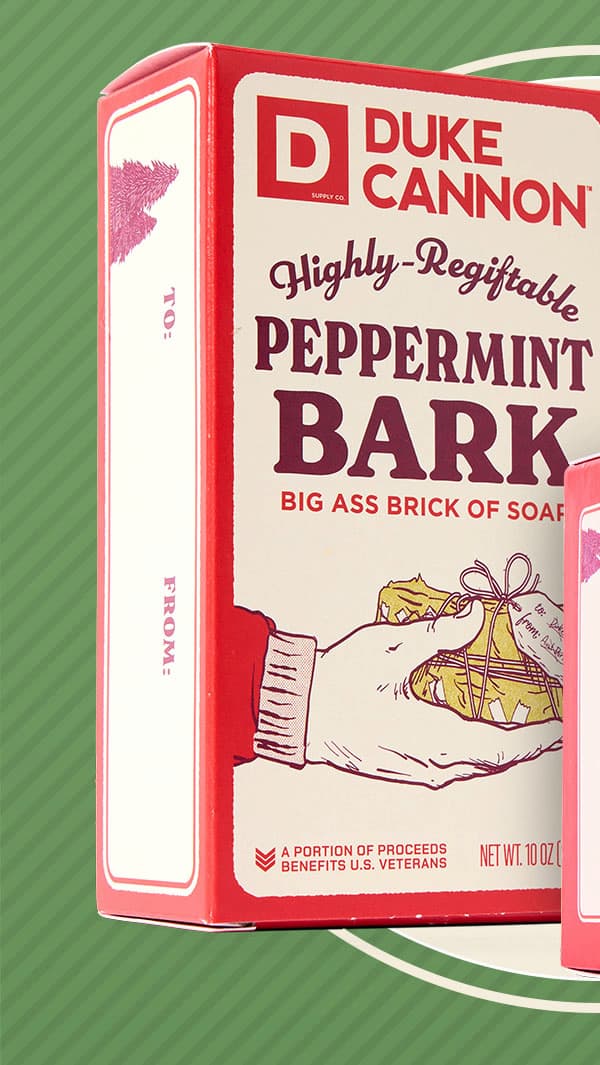 Duke Cannon Highly-Regiftable Peppermint Bark Big Ass Brick of Soap.