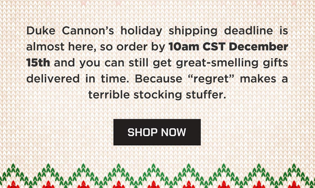 Santa's hand with a watch on that says, "Order Now."