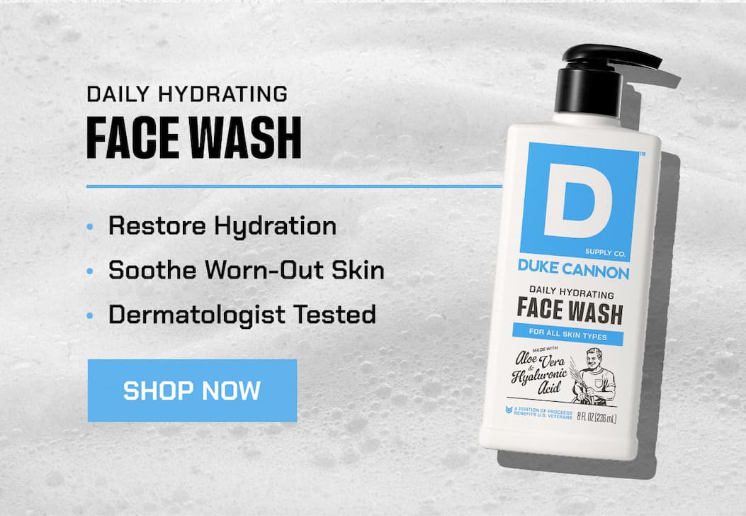 Daily Hydrating face wash with product features below. Shop Now.
