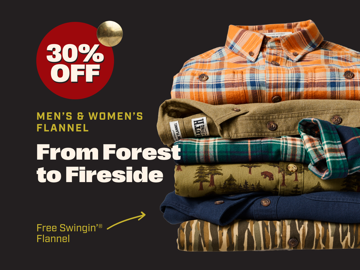 30% Off Men's & Women's Flannel - From Forest to Fireside - Product callout: Free Swingin’® Flannel