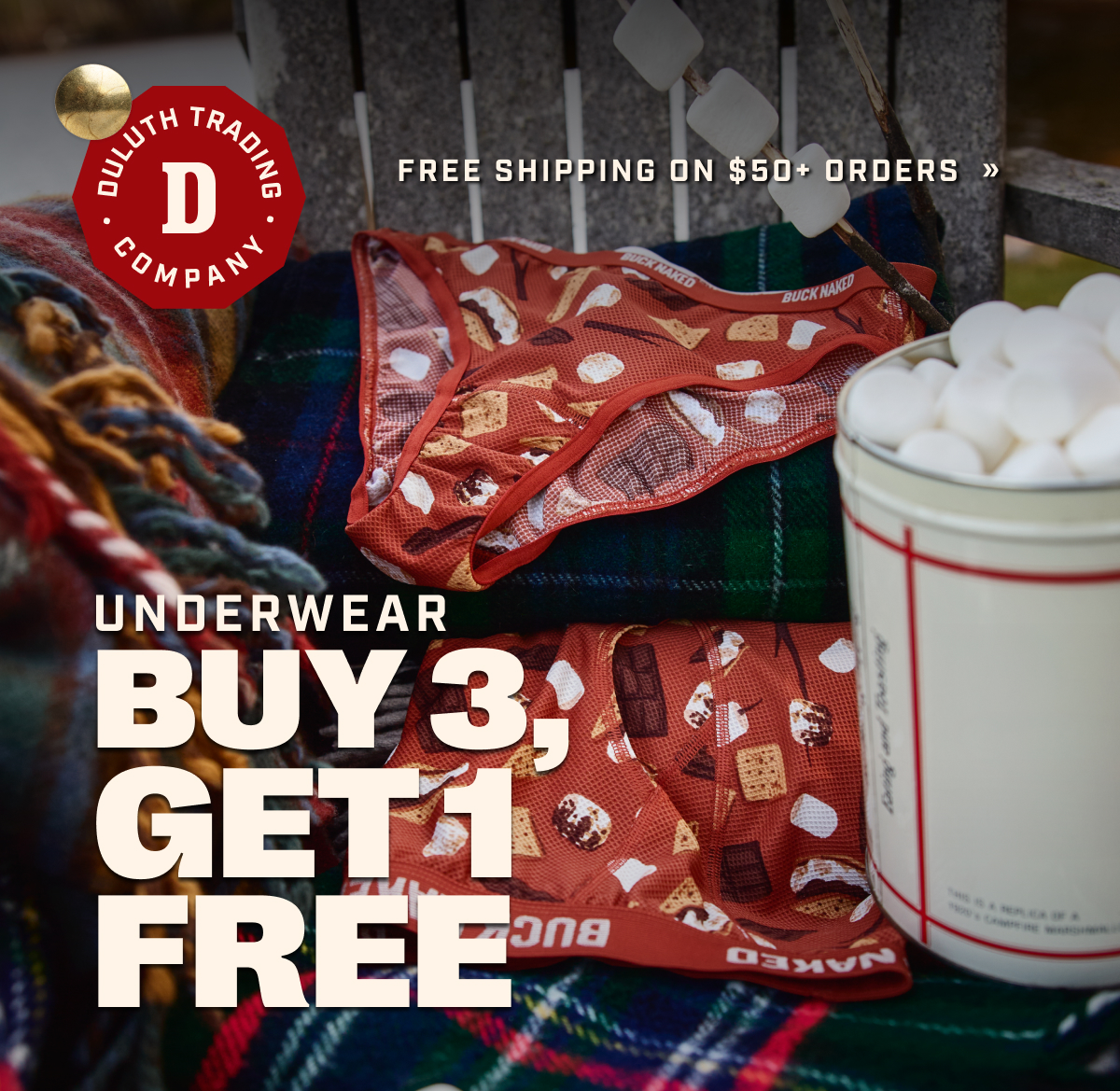 DULUTH TRADING CO - FREE SHIPPING ON $50+ ORDERS >> - UNDERWEAR - BUY 3, GET 1 FREE