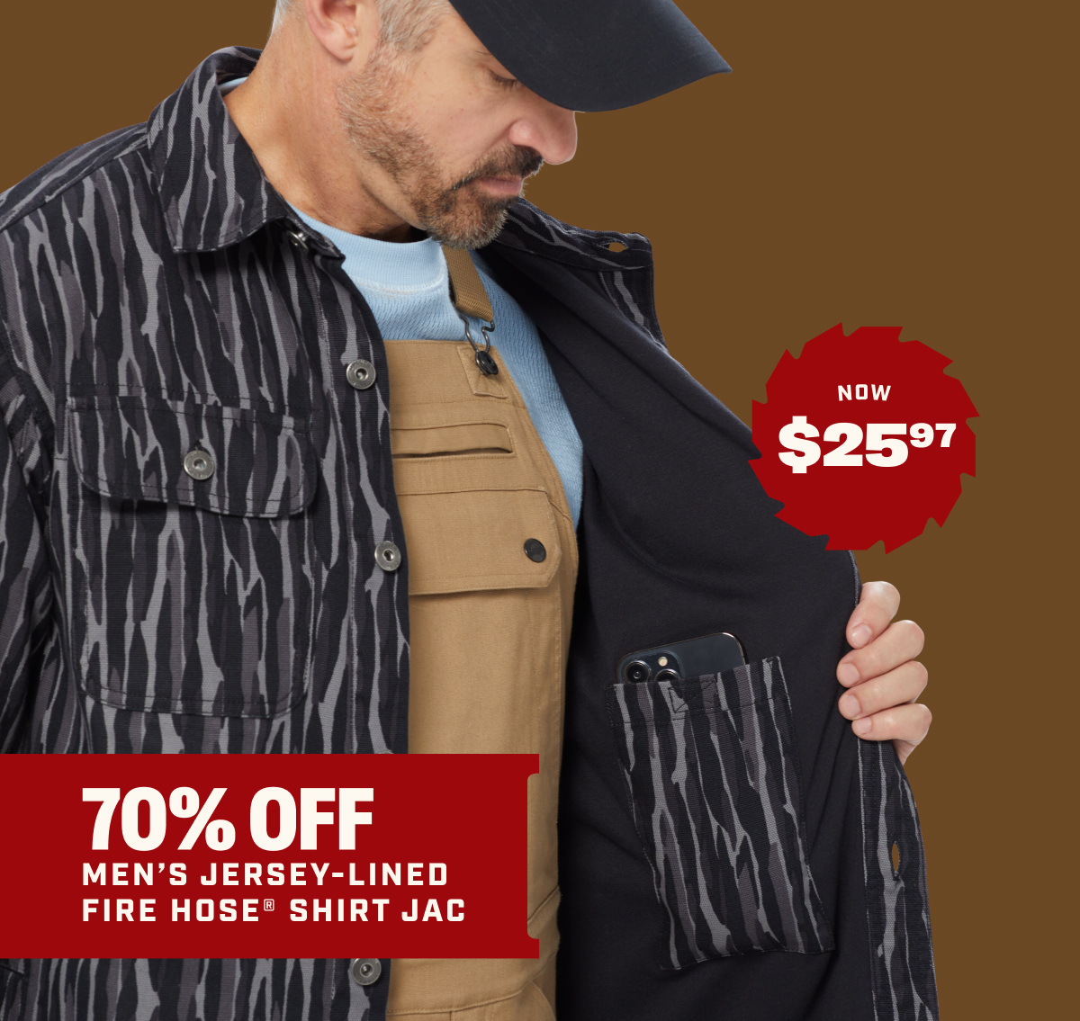 70% OFF - Men’s Jersey-Lined Fire Hose Shirt Jac - Now $25.97