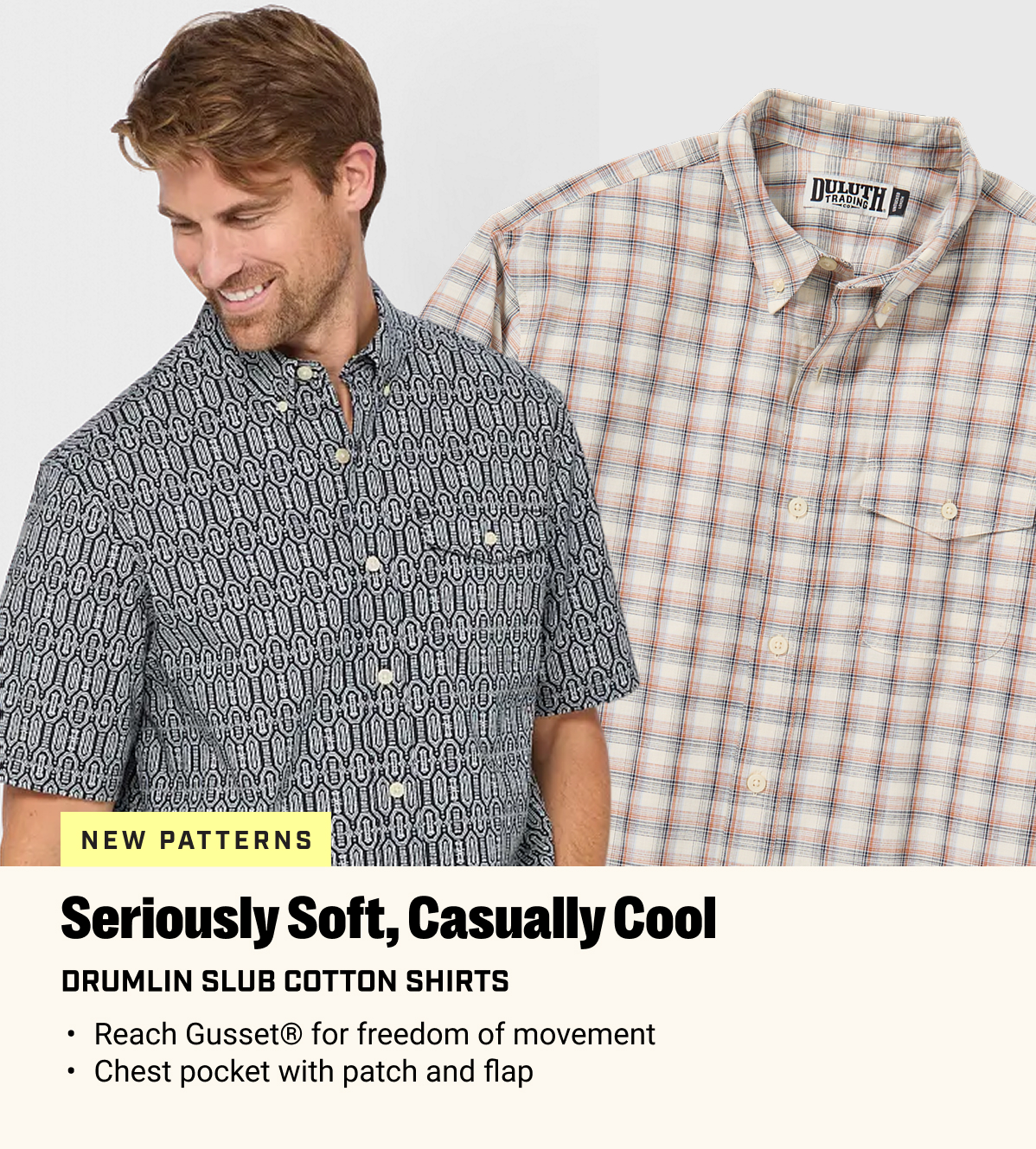 New Patterns - Seriously Soft, Casually Cool - Drumlin Slub Cotton Shirts