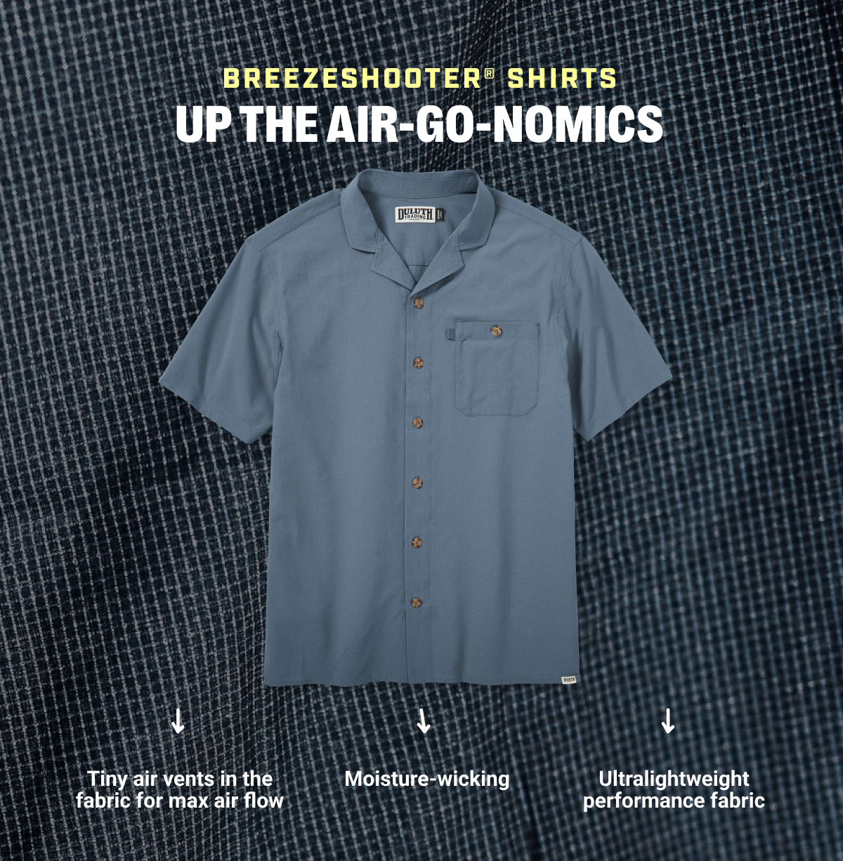 Breezeshooter Shirts - Up The Air-Go-Nomics - Tiny Air Vents In The Fabric For Max Air Flow - Moisture-Wicking - Ultralightweight Perfomance Fabric
