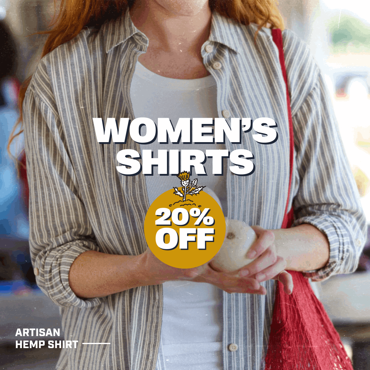 Women's Shirts 20% Off - Chick-Nic Shirt - Artisan Hemp Shirt
