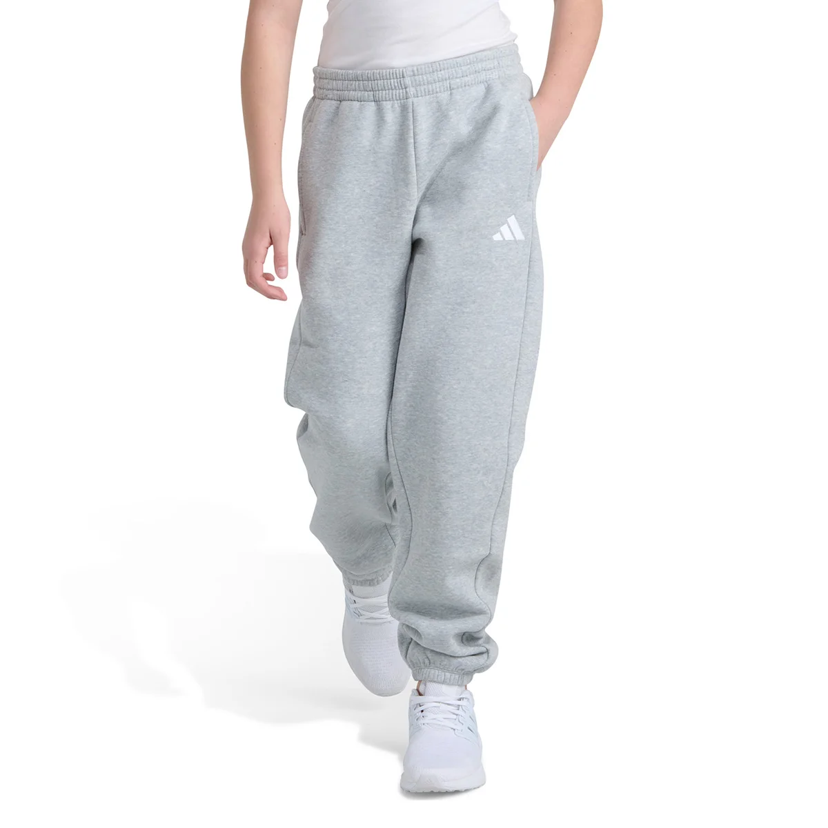 adidas Girls' Elastic Waistband Minimal Logo Loose Fleece Heather Jogger