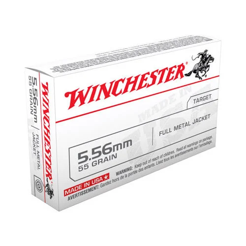 Winchester 5.56mm or 223 FMJ Target & Practice Rifle Ammunition (20 Rounds)
